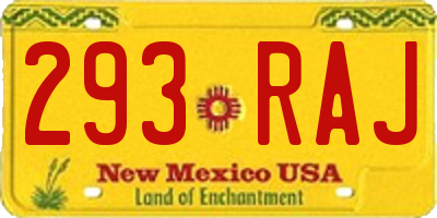 NM license plate 293RAJ