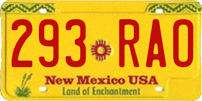 NM license plate 293RAO