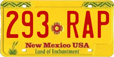 NM license plate 293RAP