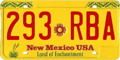 NM license plate 293RBA