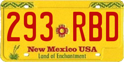 NM license plate 293RBD