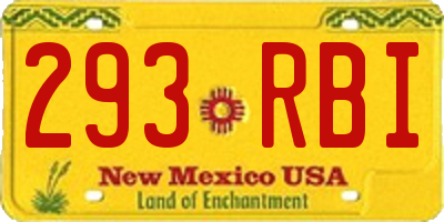 NM license plate 293RBI