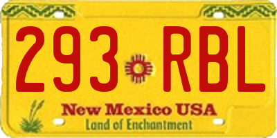 NM license plate 293RBL