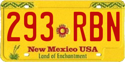 NM license plate 293RBN