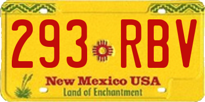 NM license plate 293RBV