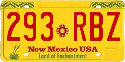 NM license plate 293RBZ