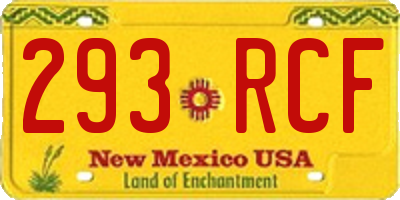 NM license plate 293RCF