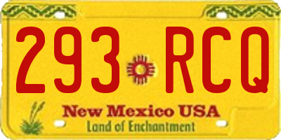NM license plate 293RCQ