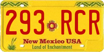 NM license plate 293RCR