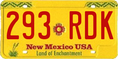 NM license plate 293RDK