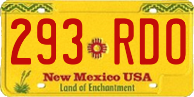 NM license plate 293RDO