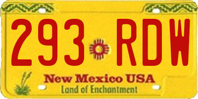 NM license plate 293RDW