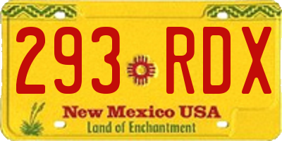 NM license plate 293RDX