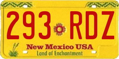NM license plate 293RDZ