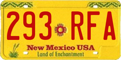 NM license plate 293RFA
