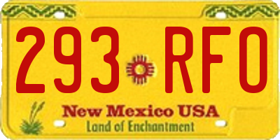 NM license plate 293RFO