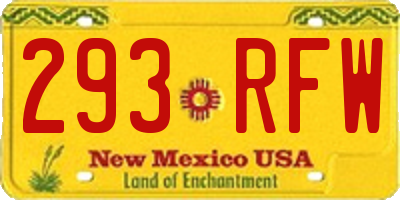 NM license plate 293RFW