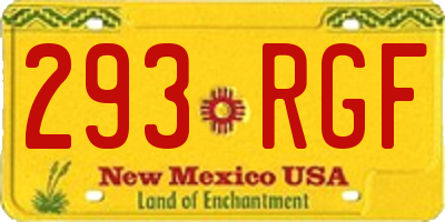 NM license plate 293RGF