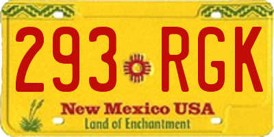 NM license plate 293RGK