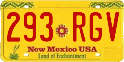 NM license plate 293RGV