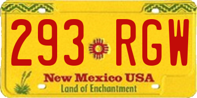 NM license plate 293RGW