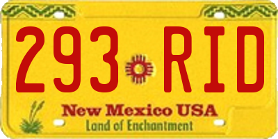 NM license plate 293RID