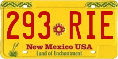 NM license plate 293RIE