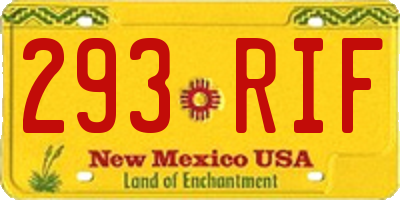 NM license plate 293RIF
