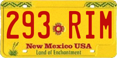 NM license plate 293RIM