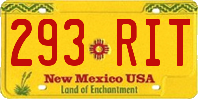NM license plate 293RIT
