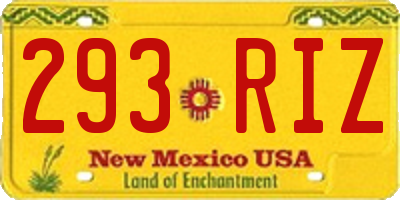 NM license plate 293RIZ