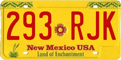NM license plate 293RJK