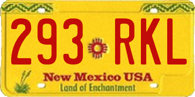 NM license plate 293RKL