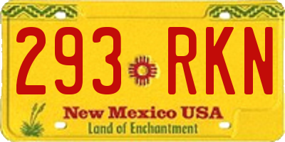 NM license plate 293RKN