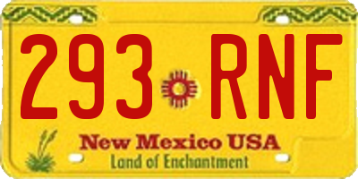 NM license plate 293RNF