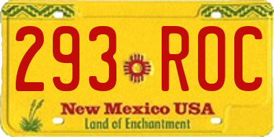 NM license plate 293ROC