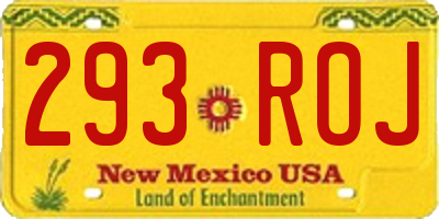 NM license plate 293ROJ