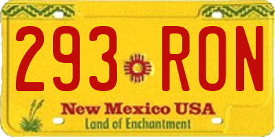 NM license plate 293RON