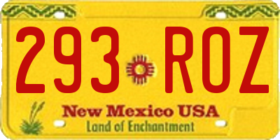 NM license plate 293ROZ