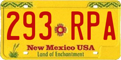 NM license plate 293RPA