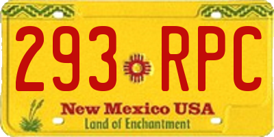 NM license plate 293RPC