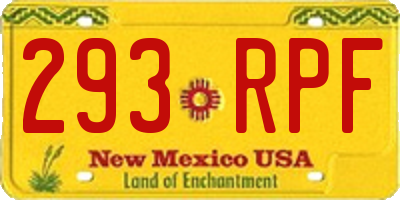 NM license plate 293RPF