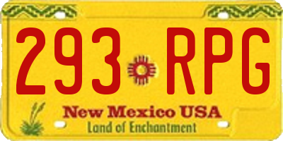 NM license plate 293RPG