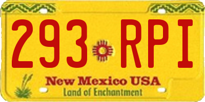 NM license plate 293RPI
