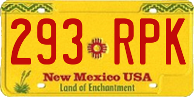 NM license plate 293RPK