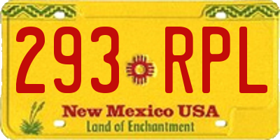 NM license plate 293RPL