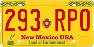 NM license plate 293RPO
