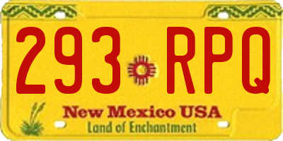 NM license plate 293RPQ