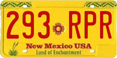NM license plate 293RPR