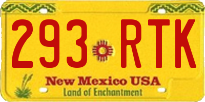 NM license plate 293RTK